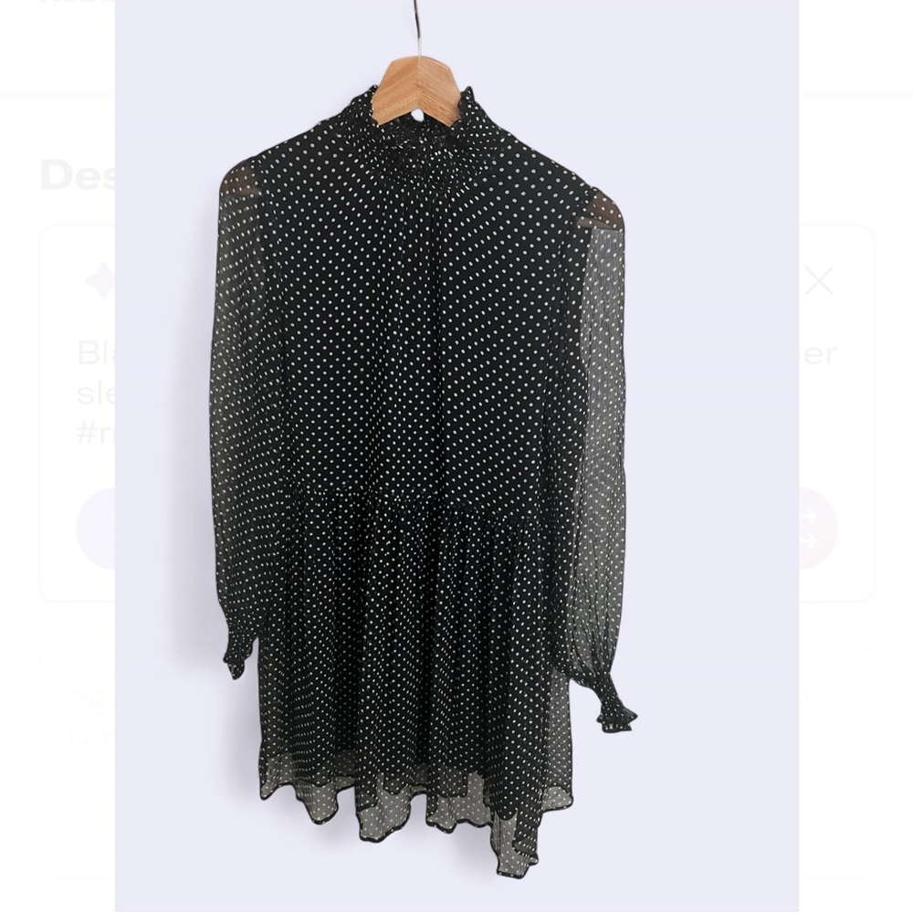 Sezane Olivia dress, silk black and white polka dots size 34 EUC - Picture 5 of 9